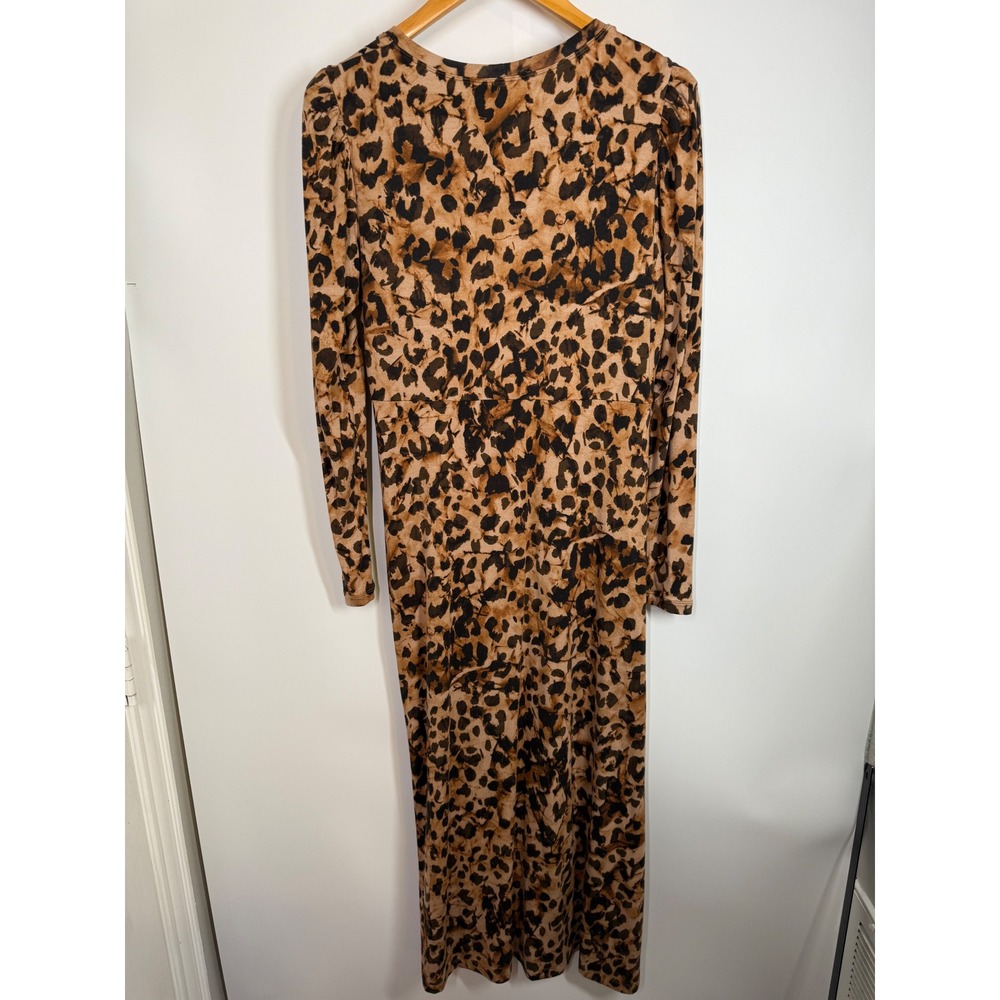 Cabi Selma Leopard Print V-Neck Long Sleeve Midi Dress Size M Fall Autumn Chic - Picture 11 of 13